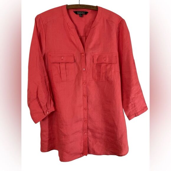 Nicole Miller Linen Shirt Size L - Picture 1 of 5